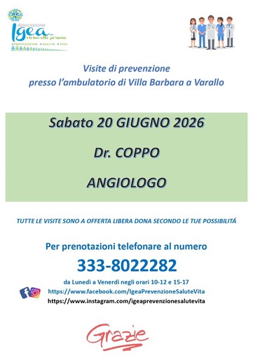 A Varallo visite di prevenzione angiologica con Igea A Varallo visite di prevenzione angiologica con Igea