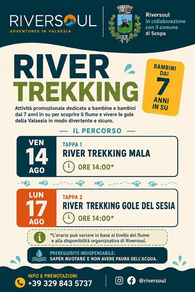 Scopa, River Trekking per bambini tra Mala e le gole del Sesia Scopa, River Trekking per bambini tra Mala e le gole del Sesia