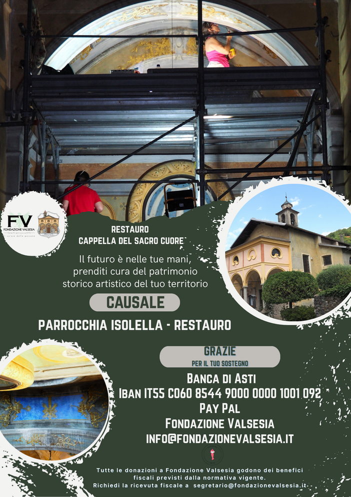 Isolella, un fondo per sostenere il restauro della cappella del Sacro Cuore Isolella, un fondo per sostenere il restauro della cappella del Sacro Cuore
