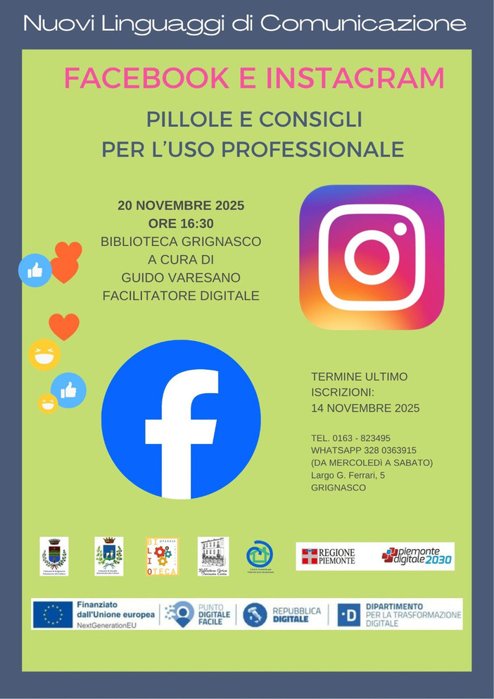 Grignasco, la biblioteca ospita una lezione pratica sui social con Guido Varesano Grignasco, la biblioteca ospita una lezione pratica sui social con Guido Varesano