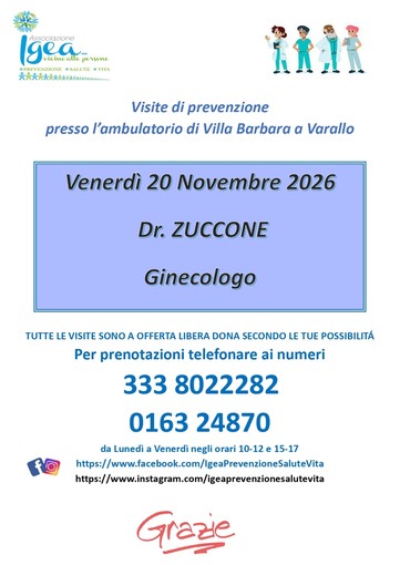 Varallo, il 20 novembre visite ginecologiche di prevenzione a Villa Barbara Varallo, il 20 novembre visite ginecologiche di prevenzione a Villa Barbara