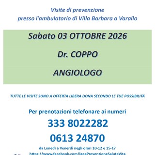 Varallo, visite angiologiche di prevenzione a Villa Barbara