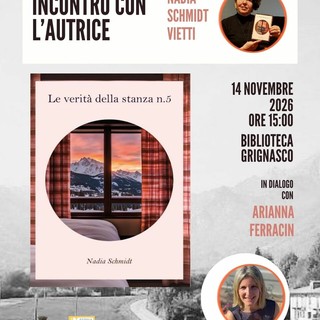 Grignasco, il 14 novembre Nadia Schmidt Vietti presenta “Le verità della stanza n. 5”