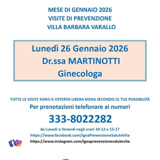 Varallo e Coggiola, visite ginecologiche di prevenzione a offerta libera con l’associazione Igea