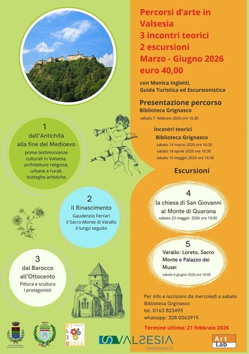 Grignasco, “Percorsi d’arte in Valsesia”: incontri ed escursioni guidate tra storia e paesaggio Grignasco, “Percorsi d’arte in Valsesia”: incontri ed escursioni guidate tra storia e paesaggio