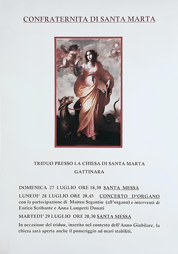 Gattinara: il &quot;Triduo&quot; in onore di Santa Marta