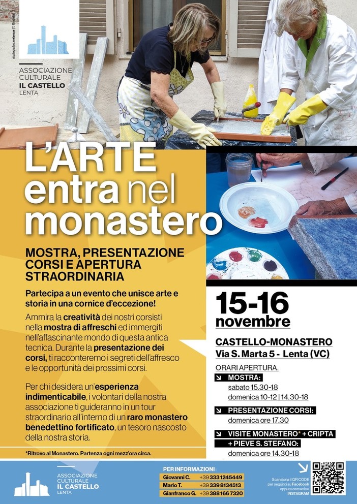“L’arte entra nel monastero”: a Lenta un weekend tra affreschi, storia e creatività “L’arte entra nel monastero”: a Lenta un weekend tra affreschi, storia e creatività