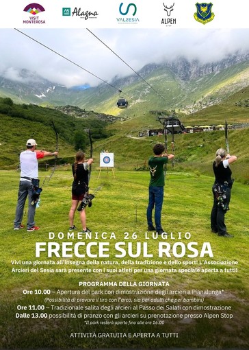 Alagna, “Frecce sul Rosa”: tiro con l’arco in quota a Pianalunga e al Passo dei Salati Alagna, “Frecce sul Rosa”: tiro con l’arco in quota a Pianalunga e al Passo dei Salati
