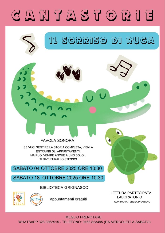 Grignasco: "Il sorriso di Ruga", una favola sonora in biblioteca tra parole, musica e creatività" Grignasco: "Il sorriso di Ruga", una favola sonora in biblioteca tra parole, musica e creatività"