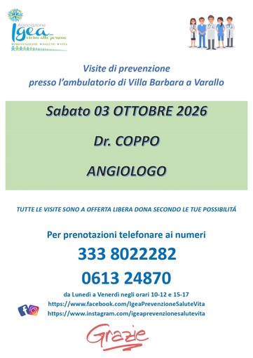 Varallo, visite angiologiche di prevenzione a Villa Barbara Varallo, visite angiologiche di prevenzione a Villa Barbara