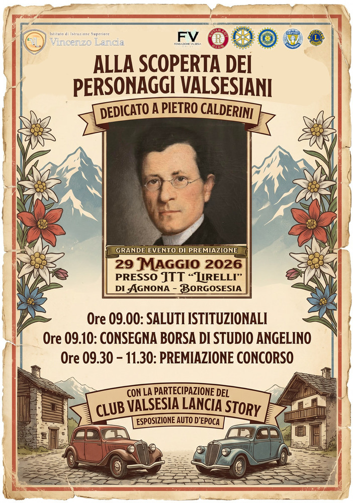 Istituto Lancia, il concorso “Alla scoperta dei personaggi valsesiani” è dedicato a Pietro Calderini