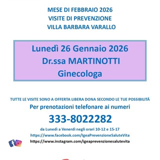 Varallo e Coggiola, visite ginecologiche di prevenzione con l’Associazione Igea Varallo e Coggiola, visite ginecologiche di prevenzione con l’Associazione Igea
