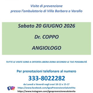 A Varallo visite di prevenzione angiologica con Igea