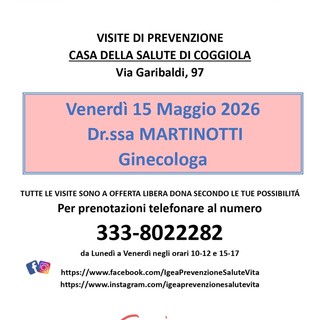 Coggiola, visite ginecologiche di prevenzione alla Casa della Salute