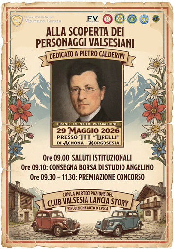Istituto Lancia, il concorso “Alla scoperta dei personaggi valsesiani” è dedicato a Pietro Calderini Istituto Lancia, il concorso “Alla scoperta dei personaggi valsesiani” è dedicato a Pietro Calderini