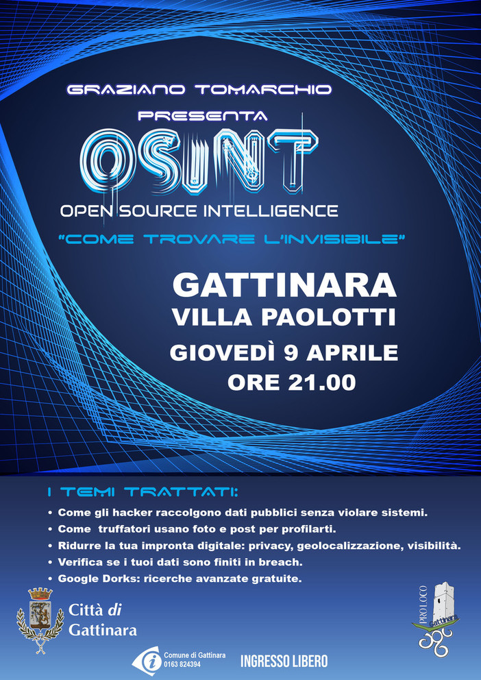 A Gattinara una serata sull’OSINT per capire come proteggere la propria identità digitale