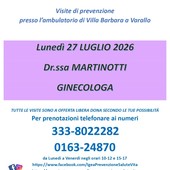 Varallo, visite ginecologiche di prevenzione a Villa Barbara con l’associazione Igea