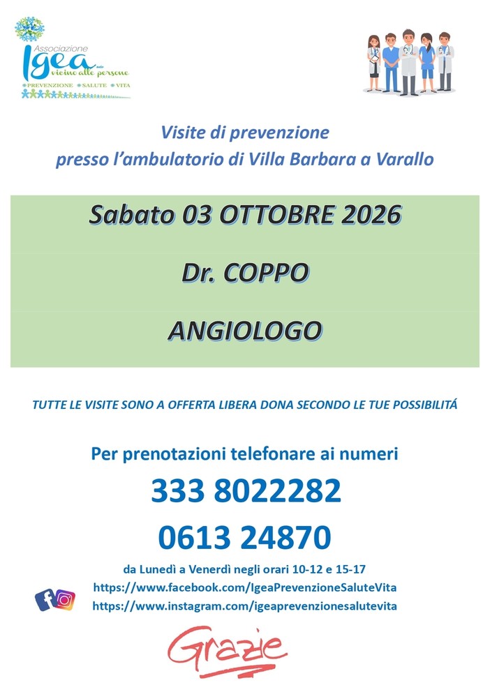 Varallo, visite angiologiche di prevenzione a Villa Barbara Varallo, visite angiologiche di prevenzione a Villa Barbara