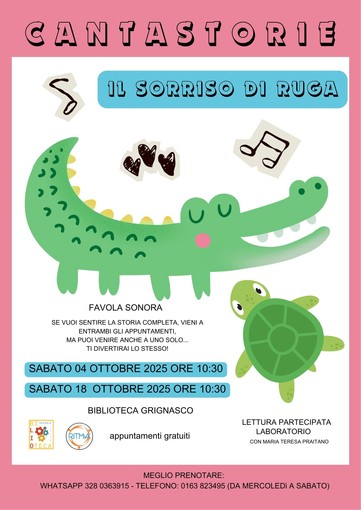 Grignasco: &quot;Il sorriso di Ruga&quot;, una favola sonora in biblioteca tra parole, musica e creatività&quot;