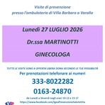 Varallo, visite ginecologiche di prevenzione a Villa Barbara con l’associazione Igea