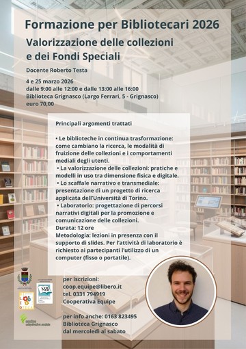 A Grignasco un corso per bibliotecari su collezioni e fondi speciali