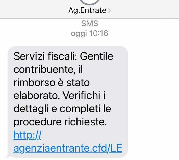 Falso SMS dell’Agenzia delle Entrate, attenzione alla truffa del rimborso