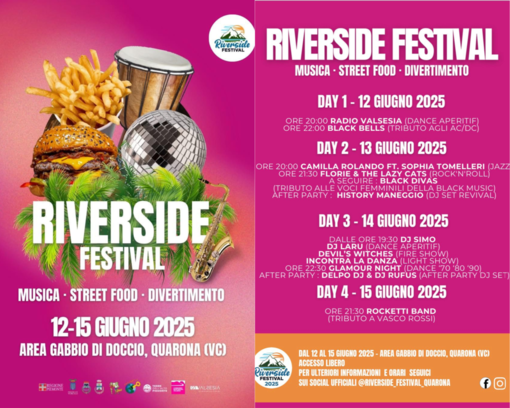 Quattro serate di musica e festa a Quarona: torna il Riverside Festival