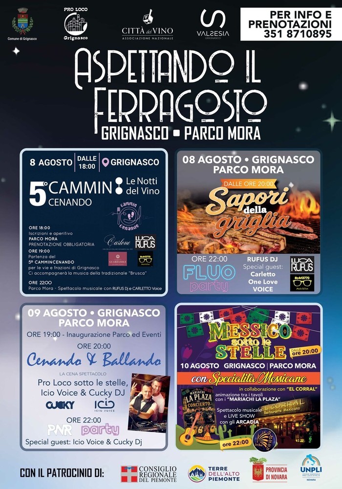 Grignasco, tre serate per “Aspettando il Ferragosto” al Parco Mora Grignasco, tre serate per “Aspettando il Ferragosto” al Parco Mora