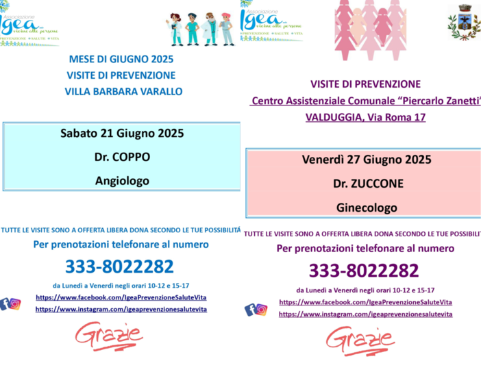 Prevenzione gratuita con l’associazione Igea: visite mediche a Valduggia e Varallo