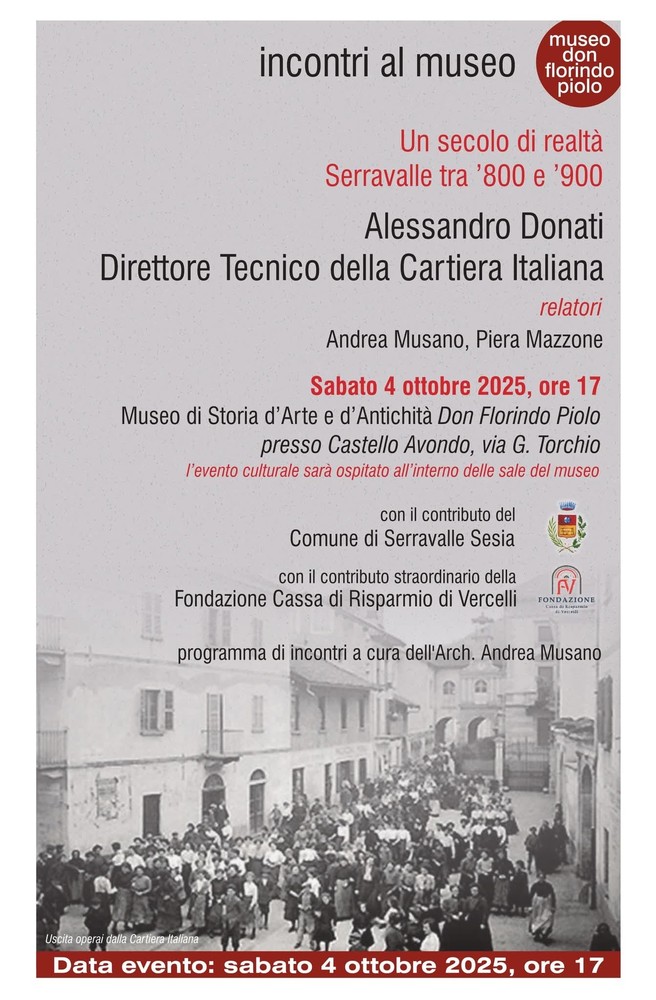 Serravalle Sesia, al Museo Don Florindo Piolo un incontro dedicato alla storia della Cartiera Italiana Serravalle Sesia, al Museo Don Florindo Piolo un incontro dedicato alla storia della Cartiera Italiana