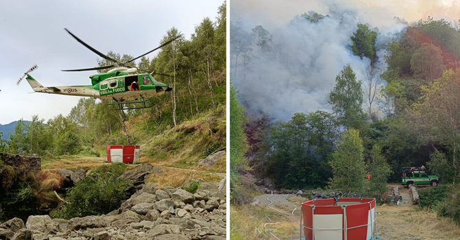 Incendio in Valsessera, situazione ancora critica: si difendono abitazioni e collegamenti Incendio in Valsessera, situazione ancora critica: si difendono abitazioni e collegamenti