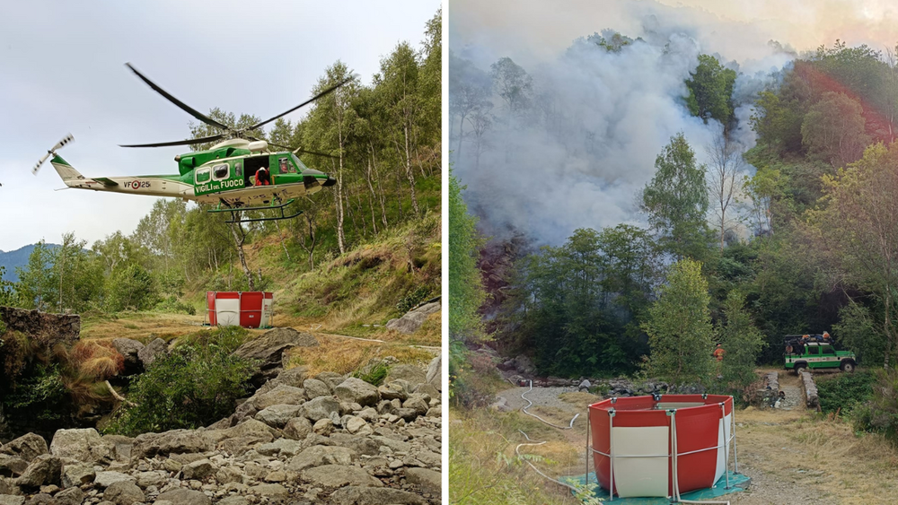 Incendio in Valsessera, situazione ancora critica: si difendono abitazioni e collegamenti Incendio in Valsessera, situazione ancora critica: si difendono abitazioni e collegamenti
