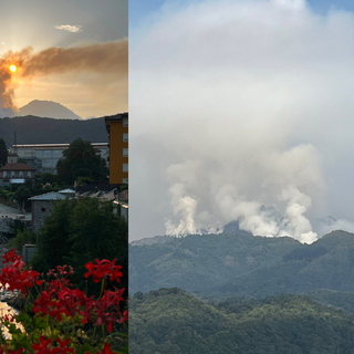 Brucia il Monte Barone: le immagini della coltre di fumo - Foto Ermanno Orsi