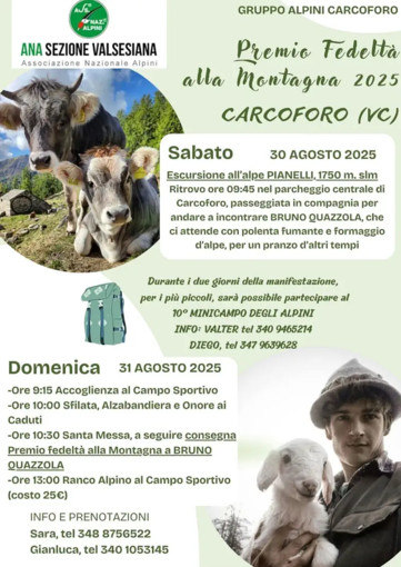Carcoforo: due giorni di festa per il Premio Fedeltà alla Montagna 2025