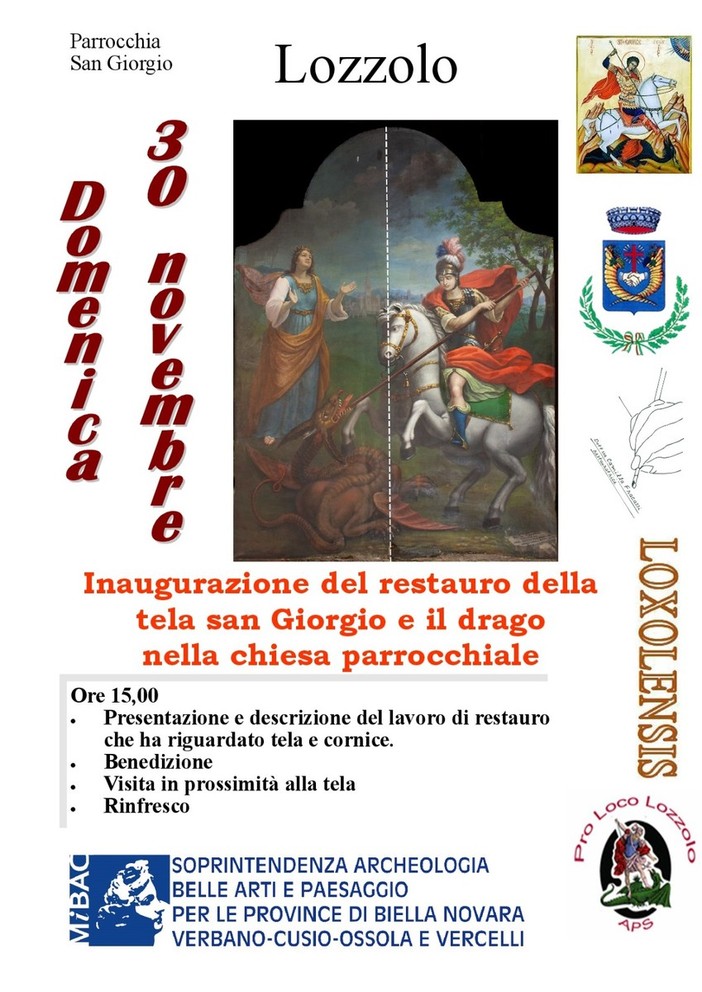 Lozzolo, completato il restauro del quadro di San Giorgio: domenica 30 novembre la presentazione ufficiale