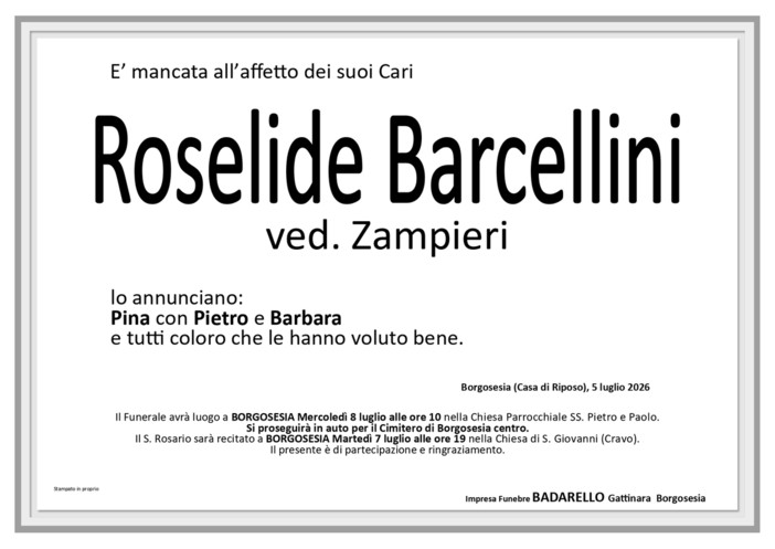Roselide Barcellini, ved. Zampieri