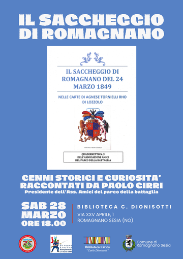 A Romagnano Sesia si riscopre il saccheggio del 1849: in biblioteca l’incontro con Paolo Cirri