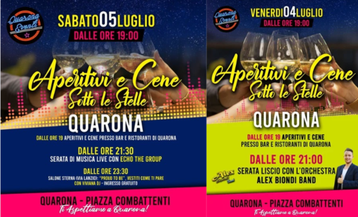 QuaronaEventi: un weekend di “Aperitivi e cene sotto le stelle” in Piazza Combattenti
