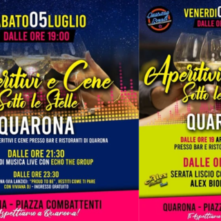 QuaronaEventi: un weekend di “Aperitivi e cene sotto le stelle” in Piazza Combattenti