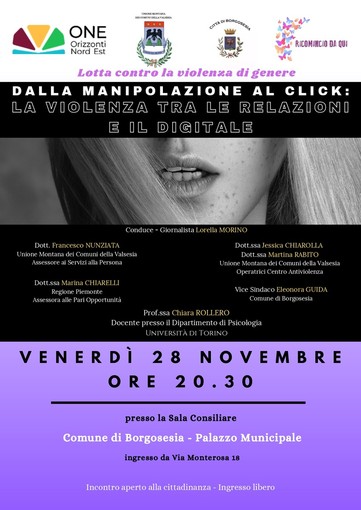 Borgosesia, un incontro per capire la violenza digitale e nelle relazioni: appuntamento il 28 novembre