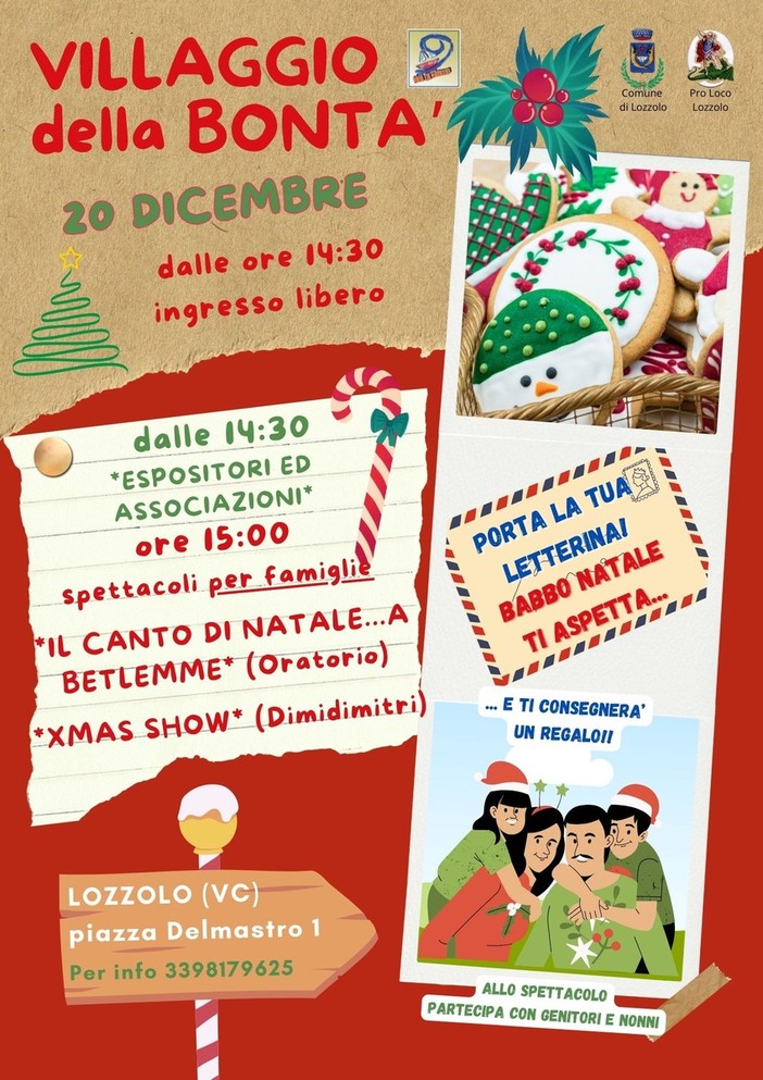 Lozzolo rinnova la magia del Natale con il Villaggio della Bontà al centro polisportivo Lozzolo rinnova la magia del Natale con il Villaggio della Bontà al centro polisportivo