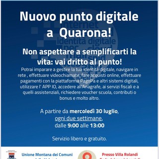 A Quarona nasce lo &quot;Sportello Digitale&quot;: un servizio gratuito per supportare i cittadini nel mondo online