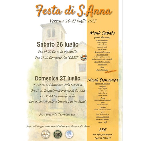 Verzimo: weekend dedicato a Sant’Anna, patrona della frazione di Varallo