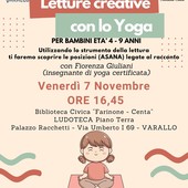 Varallo, in Biblioteca “Letture creative con lo yoga” per bimbi 4–9 anni – 7 novembre 2025 Varallo, in Biblioteca “Letture creative con lo yoga” per bimbi 4–9 anni – 7 novembre 2025
