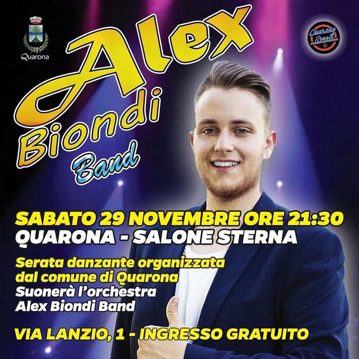 Quarona organizza la Veglia danzante di Natale con l’orchestra Alex Biondi Band