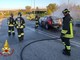 Incidente stradale e incendio di un’auto ibrida: intervento dei Vigili del Fuoco