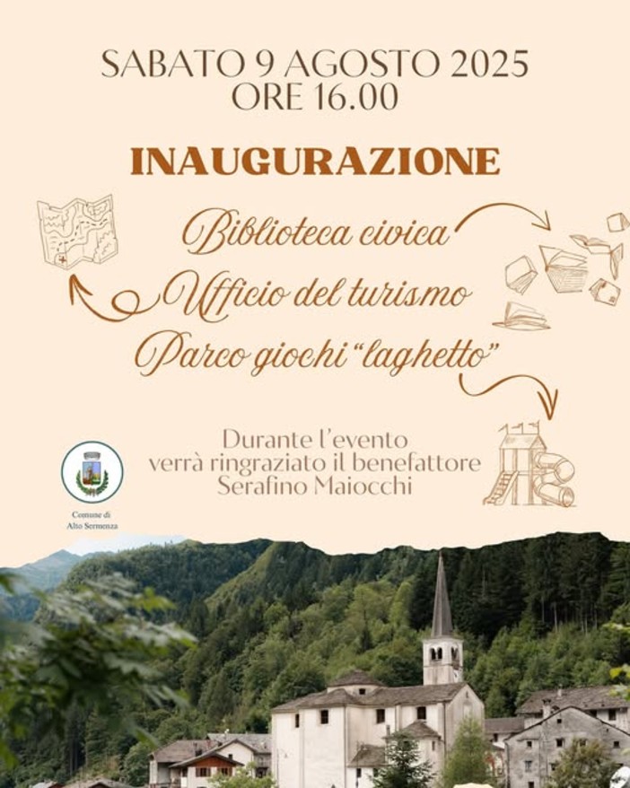 Alto Sermenza: inaugurazioni ed eventi letterari in programma Alto Sermenza: inaugurazioni ed eventi letterari in programma