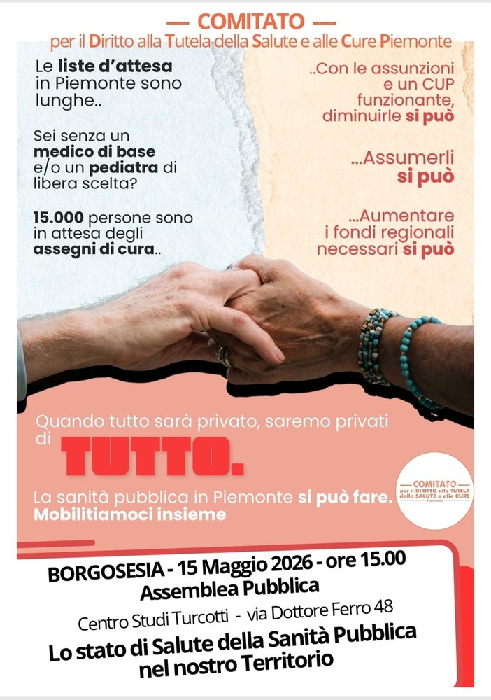 Sanità pubblica, due assemblee a Borgosesia e Vercelli promosse dal Comitato per il Diritto alle Cure