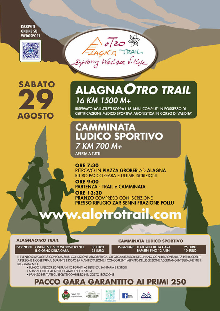Alagna, il 29 agosto torna l’Alagna Otro Trail
