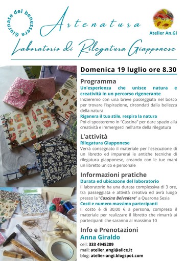 A Quarona il laboratorio “Artenatura” unisce passeggiata nel bosco e rilegatura giapponese A Quarona il laboratorio “Artenatura” unisce passeggiata nel bosco e rilegatura giapponese